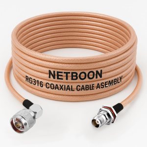 RG316 Coaxial Cable with N Male Right Angle to TNC Female Bulkhead Connector Low Loss RF Cable for Antennas, IoT, SDR & Wireless Systems