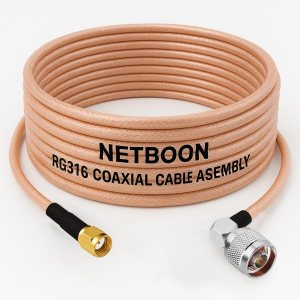 RG316 Coaxial Cable with RP-SMA Male to N Male Right Angle Connector Low Loss PTFE RF Cable for Antennas, IoT, SDR, Routers & Wireless Systems