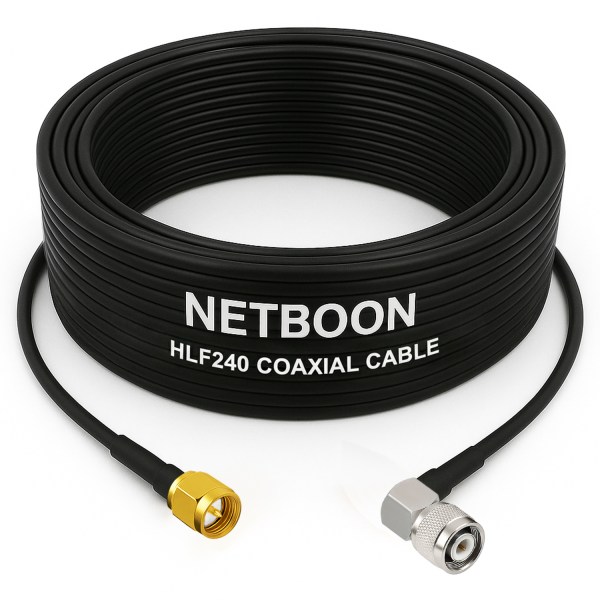 SMA M to TNC M Right Angle HLF240 - 1 HLF240 Compact RF Cable | SMA Male to TNC Male Right-Angle Connector | 6GHz Low-Loss Coax for SDR & Industrial Wireless