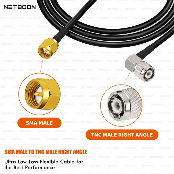 SMA M to TNC M Right Angle HLF240 - 2 HLF240 Compact RF Cable | SMA Male to TNC Male Right-Angle Connector | 6GHz Low-Loss Coax for SDR & Industrial Wireless