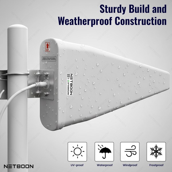 12dBi LPDA & NM to TNC M HLF200 Cable - 4 12 dBi LPDA Antenna with HLF200 Cable | N Male to TNC Male Connector | Directional External Antenna for GSM Landline Phones