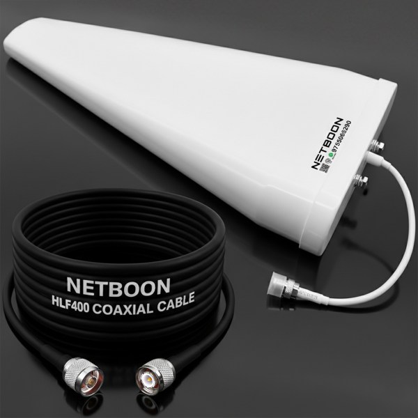 14dBi LPDA & NM to TNC M Cable - 1 Outdoor High-Gain 14 dBi LPDA Antenna with HLF400 Cable | N Male to TNC Male Connector | Directional External Antenna for GSM Landline Phone