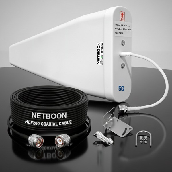 14dBi LPDA & NM to TNC M HLF200 Cable External Long Range 14 dBi LPDA Antenna with HLF200 Cable | N Male to TNC Male Connector | Outdoor Antenna for GSM Wireless Landline Phone