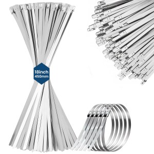 Stainless Steel Ball Lock Cable Tie 450 × 4.6 mm (18 Inch) | 304 Grade Self-Locking Metal Zip Tie for Heavy-Duty Industrial, Outdoor & Electrical Applications