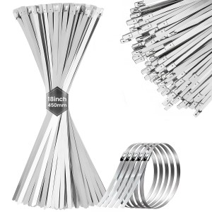 Stainless Steel Ball Lock Cable Tie 450 × 4.6 mm (18 Inch) | 304 Grade Self-Locking Metal Zip Tie for Heavy-Duty Industrial, Outdoor & Electrical Applications