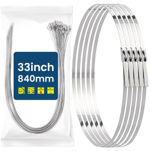 Heavy Duty Stainless Steel Ball Lock Cable Tie 840×4.6 mm (33 Inch) | 304 Grade Self-Locking Metal Zip Tie for Industrial, Electrical & High-Temperature Applications | All-Weather Corrosion-Resistant Steel Tie