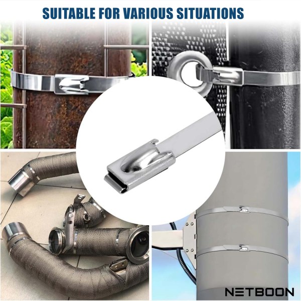 Heavy Duty Stainless Steel Ball Lock Cable Tie 840×4.6 mm (33 Inch) | 304 Grade Self-Locking Metal Zip Tie for Industrial, Electrical & High-Temperature Applications | All-Weather Corrosion-Resistant Steel Tie