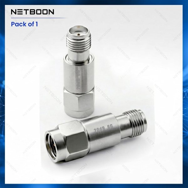 NETBOON RF Power Attenuator SMA Male to Female, 20dB Fixed Attenuator 2W, Up to 8GHz, Coaxial RF Signal Reducer for WiFi, RF Test Equipment, Ham Radio & Communication Systems (6) RF Power Attenuator SMA Male to Female, 20dB Fixed Attenuator