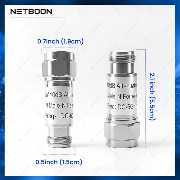 10dB RF Signal Attenuator, 2W N Type Male to Female, DC–6GHz Coaxial Fixed Attenuator (2) N Male to N Female RF Attenuator 2W 10dB DC–6GHz | 50 Ohm Coaxial Fixed Attenuator for RF, Antenna & Testing