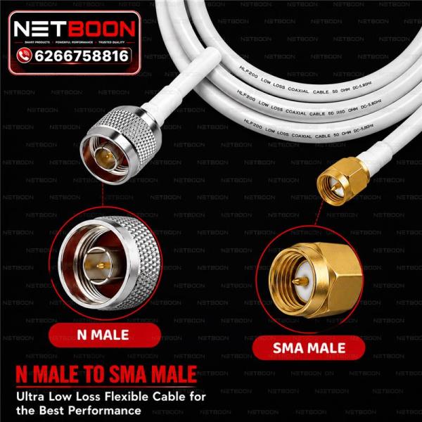 best quality lmr200 cable with n male to sma male connector (3) HLF 200 Low Loss Coaxial Cable with N Male to SMA Male Connector | RF Antenna Extension Cable for WiFi, LoRa, GSM, LTE & Wireless Applications