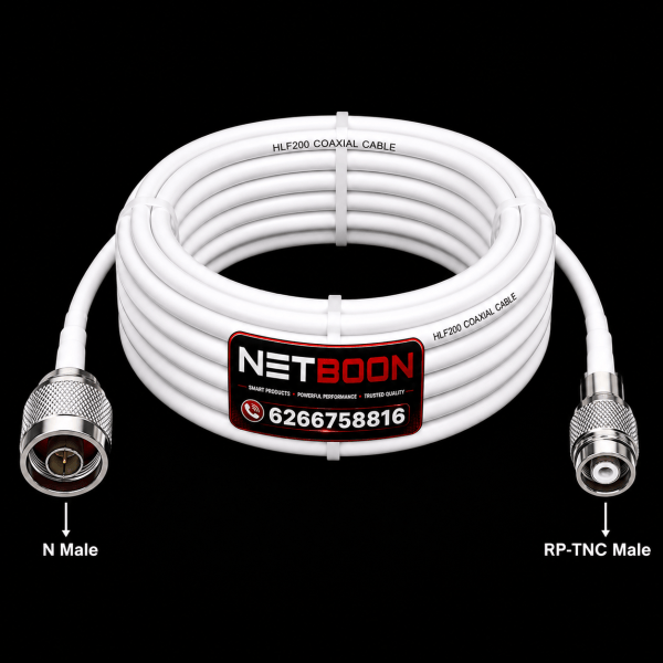hlf200cable with n male to rptnc male connector (4) HLF 200 Low Loss RF Coaxial Cable with N Male to RP-TNC Male Connector