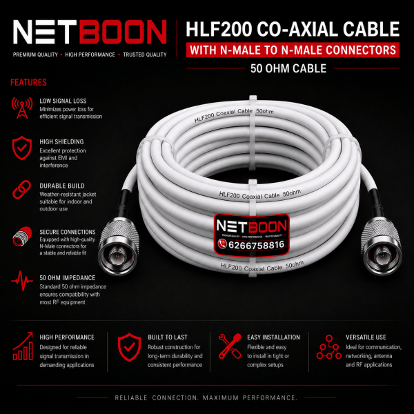 hot selling NETBOON LMR200 hlf200 low loss coaxial cable (10) HLF200 Coaxial Cable with N Male to N Male Connector | Pure Copper Low Loss RF Cable | 50 Ohm Antenna Extension Cable