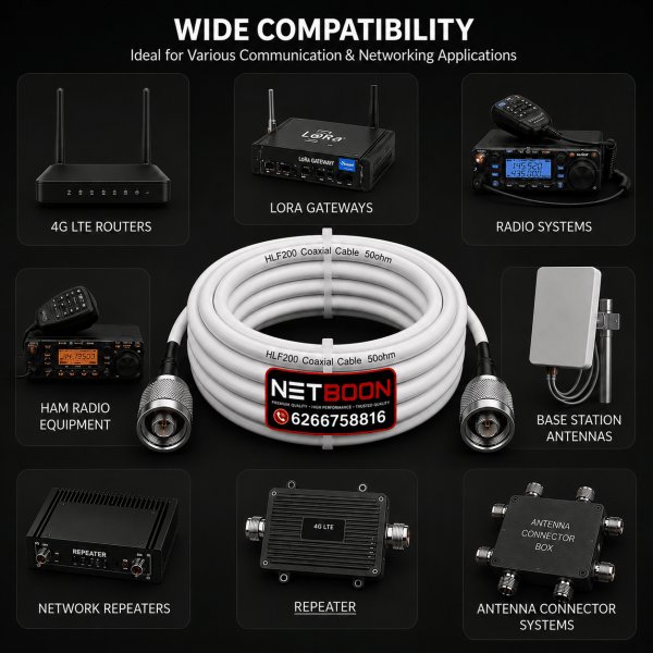 hot selling NETBOON LMR200 hlf200 low loss coaxial cable (11) HLF200 Coaxial Cable with N Male to N Male Connector | Pure Copper Low Loss RF Cable | 50 Ohm Antenna Extension Cable